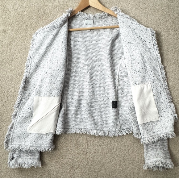 Nic + Zoe Fringe Blazer Mixed Knit Jacket Sugar Cookie Sweater Knit Fringe Large - Picture 10 of 16